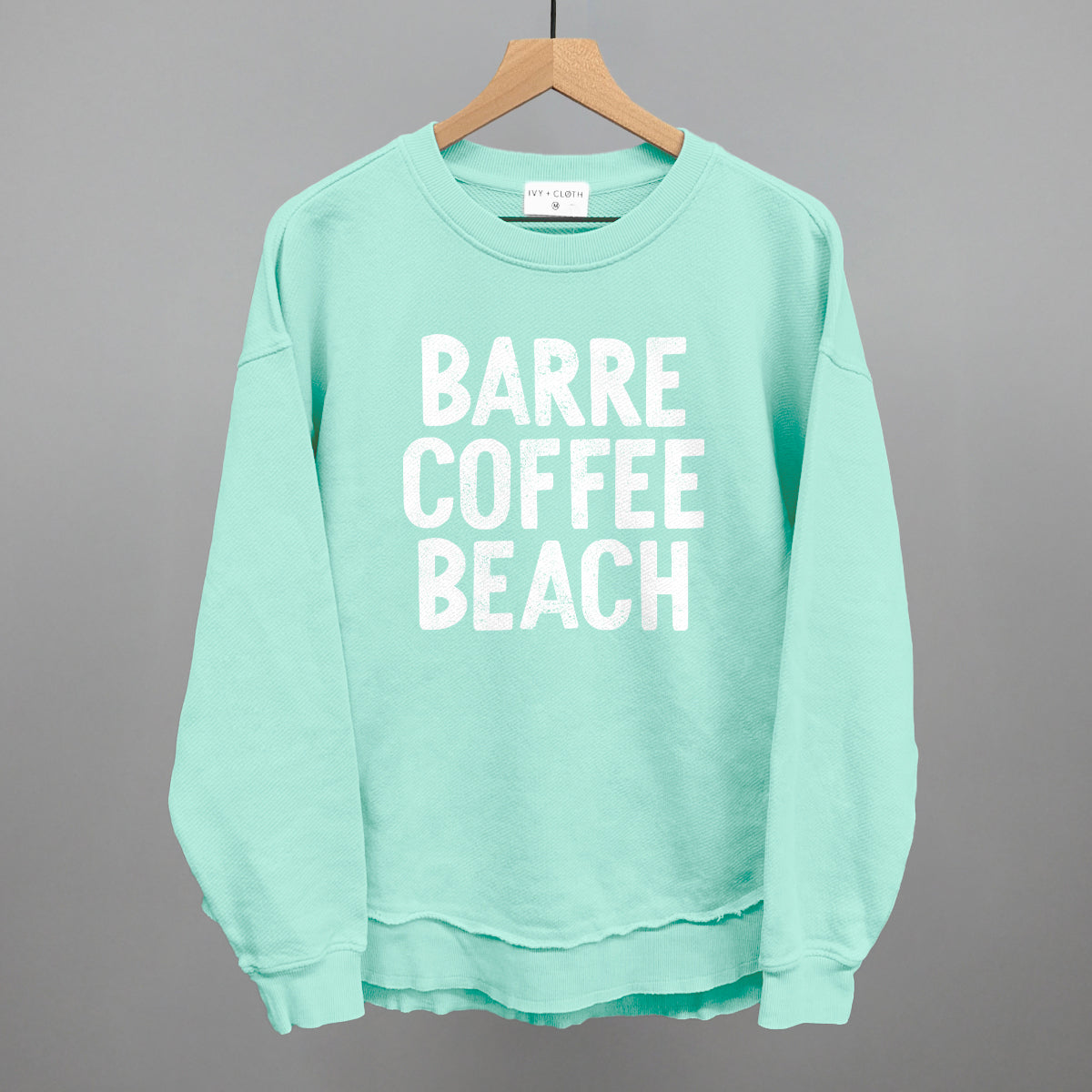 Barre Coffee Beach (White) Funny Oversized Terry Poncho in Beach Glass – Ivy + Cloth