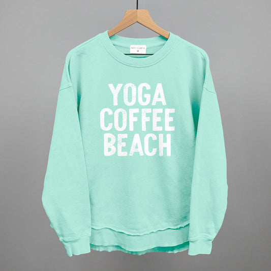 Yoga Coffee Beach (White) Funny Oversized Terry Poncho in Beach Glass – Ivy + Cloth