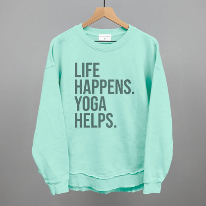Life Happens Yoga Helps Funny Oversized Terry Poncho in Beach Glass – Ivy + Cloth