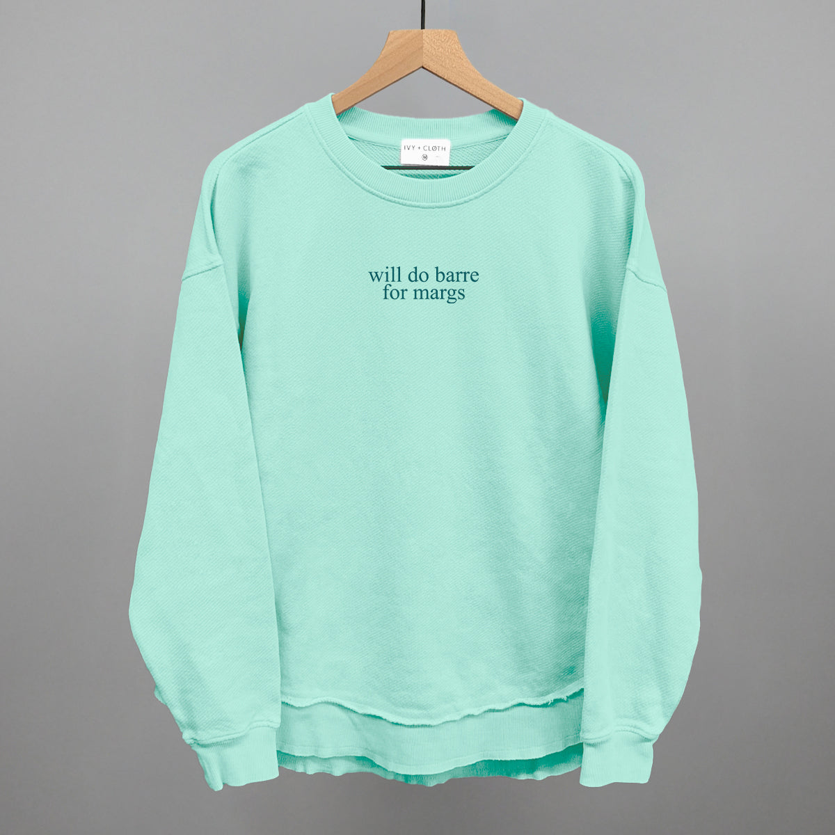 Will Do Barre For Margs graphic top in Beach Glass