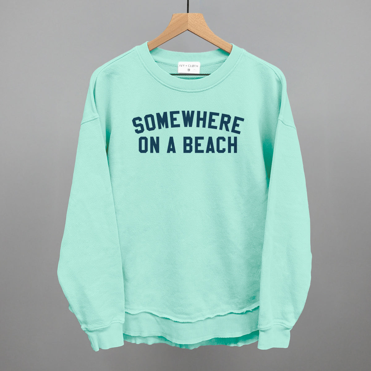 Somewhere On A Beach graphic top in Beach Glass