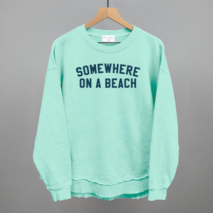 Somewhere On A Beach graphic top in Beach Glass