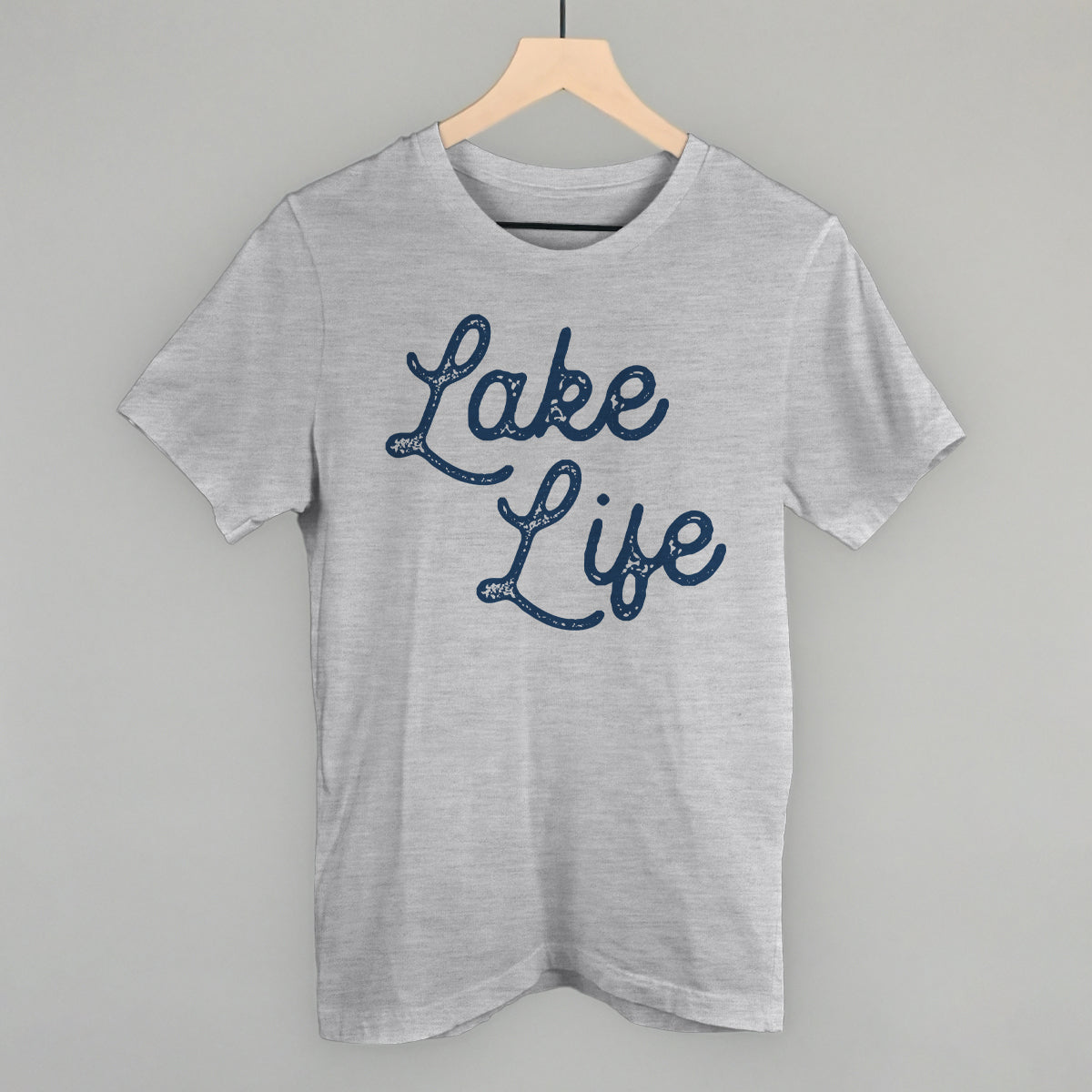 Lake Life (Distressed Script) Funny T-Shirt in Athletic Heather – Ivy + Cloth
