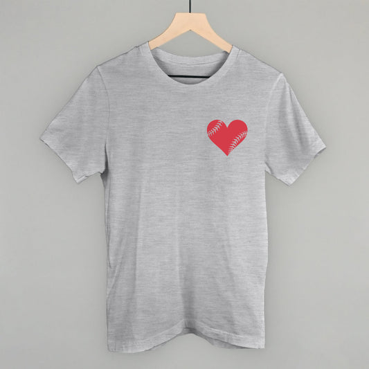 Baseball Heart (Left Chest) Funny T-Shirt in Athletic Heather – Ivy + Cloth