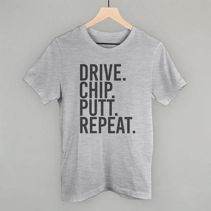 Drive Chip Putt Repeat Golf graphic tee in Athletic Heather