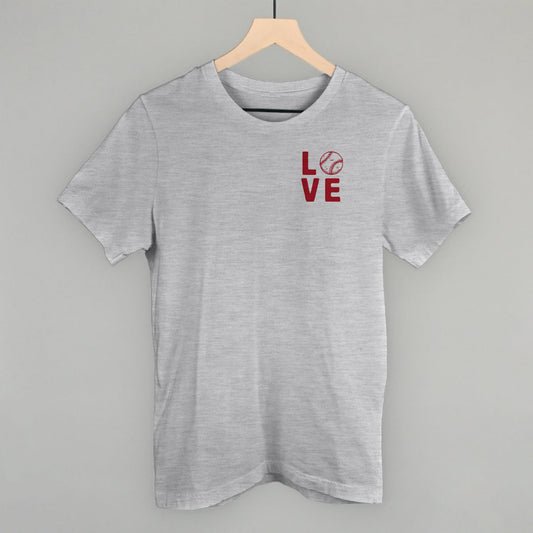 Love Stacked Baseball (Left Chest) Funny T-Shirt in Athletic Heather – Ivy + Cloth