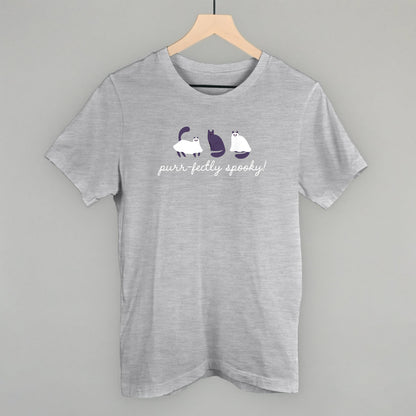 Purr-fectly Spooky Cat Halloween graphic tee in Athletic Heather