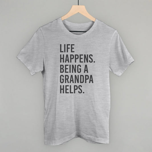 Life Happens Being A Grandpa Helps graphic tee in Athletic Heather