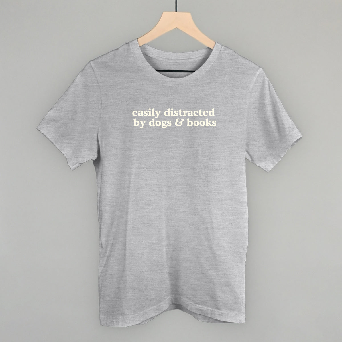 Easily Distracted By Dogs & Books graphic tee in Athletic Heather