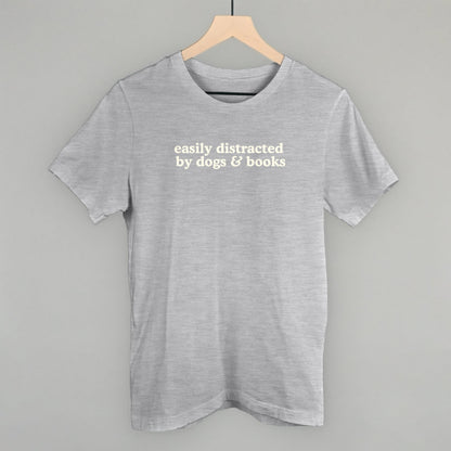 Easily Distracted By Dogs & Books graphic tee in Athletic Heather