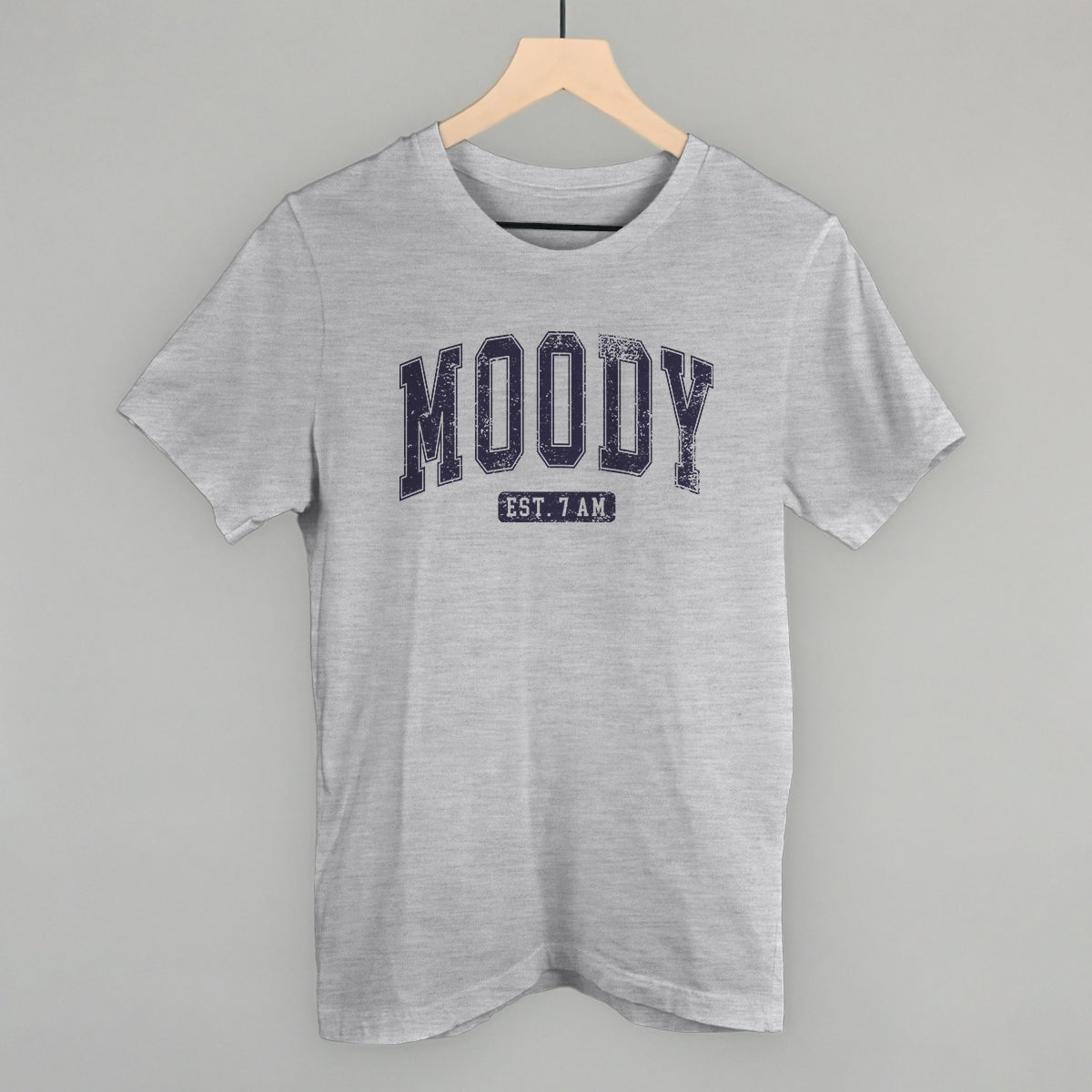 Moody Est. 7 AM graphic tee in Athletic Heather