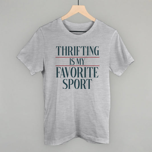 Thrifting Is My Favorite Sport graphic tee in Athletic Heather