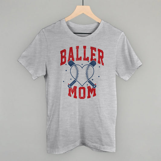 Baller Mom Baseball Funny T-Shirt in Athletic Heather – Ivy + Cloth
