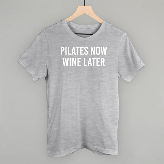 Pilates Now Wine Later Funny T-Shirt in Athletic Heather – Ivy + Cloth