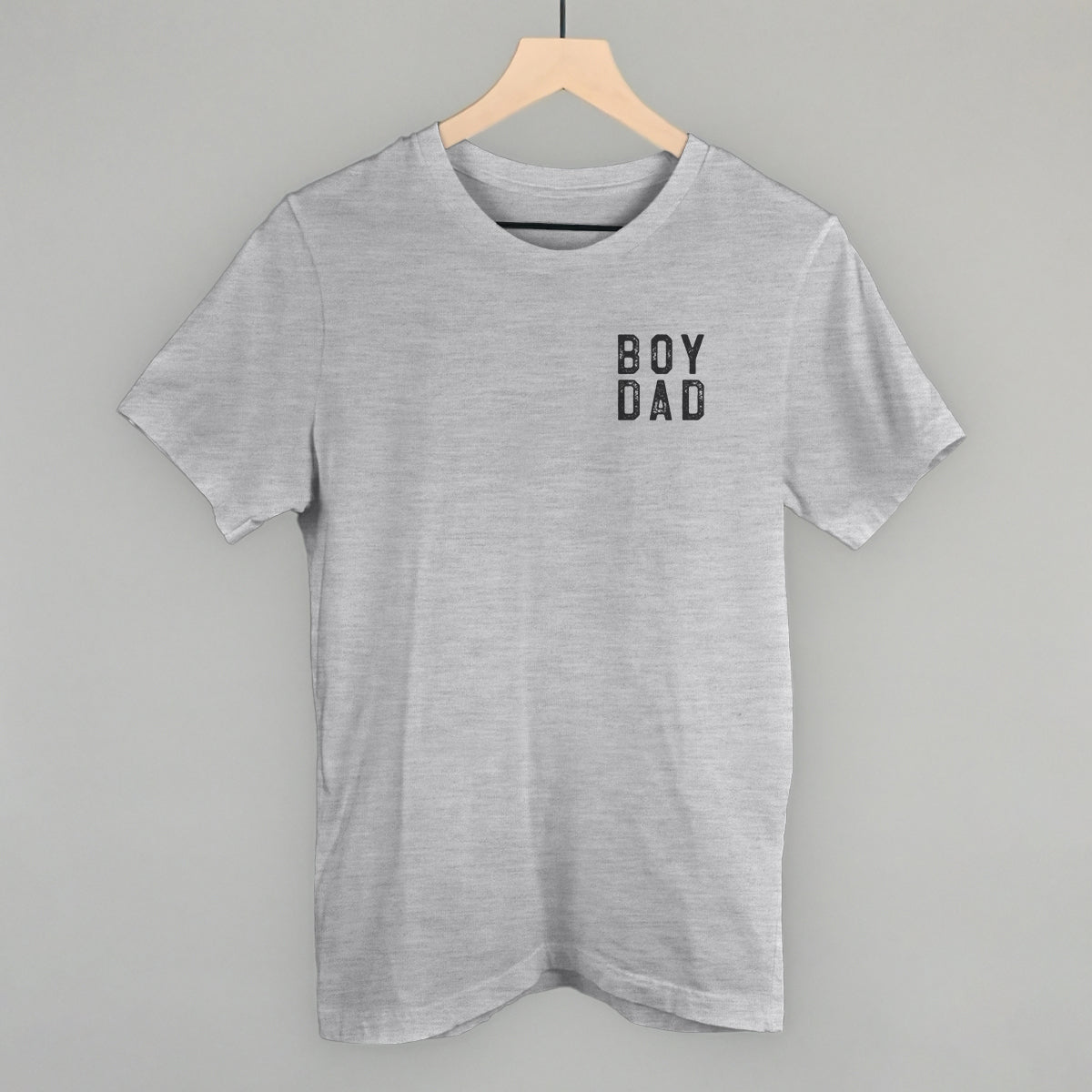 Boy Dad Block Letters (Left Chest) Funny T-Shirt in Athletic Heather – Ivy + Cloth