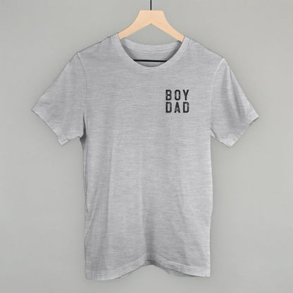 Boy Dad Block Letters (Left Chest) Funny T-Shirt in Athletic Heather – Ivy + Cloth