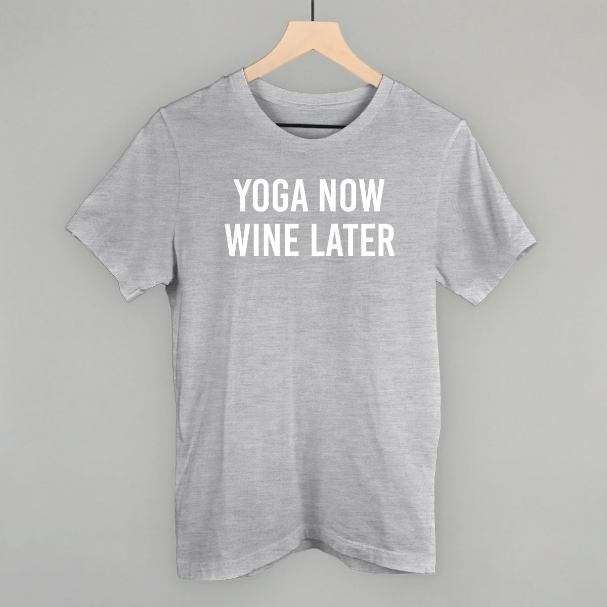 Yoga Now Wine Later Funny T-Shirt in Athletic Heather – Ivy + Cloth