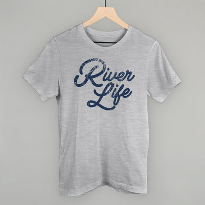 River Life (Distressed Script) Funny T-Shirt in Athletic Heather – Ivy + Cloth
