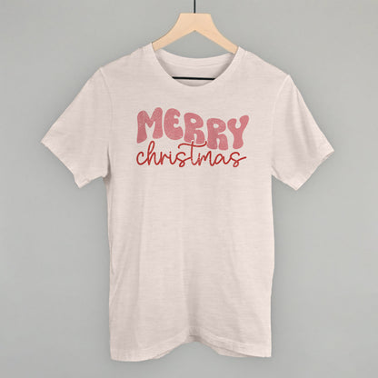 Merry Christmas (Groovy Script) Funny T-Shirt in Heather Cement – Ivy + Cloth