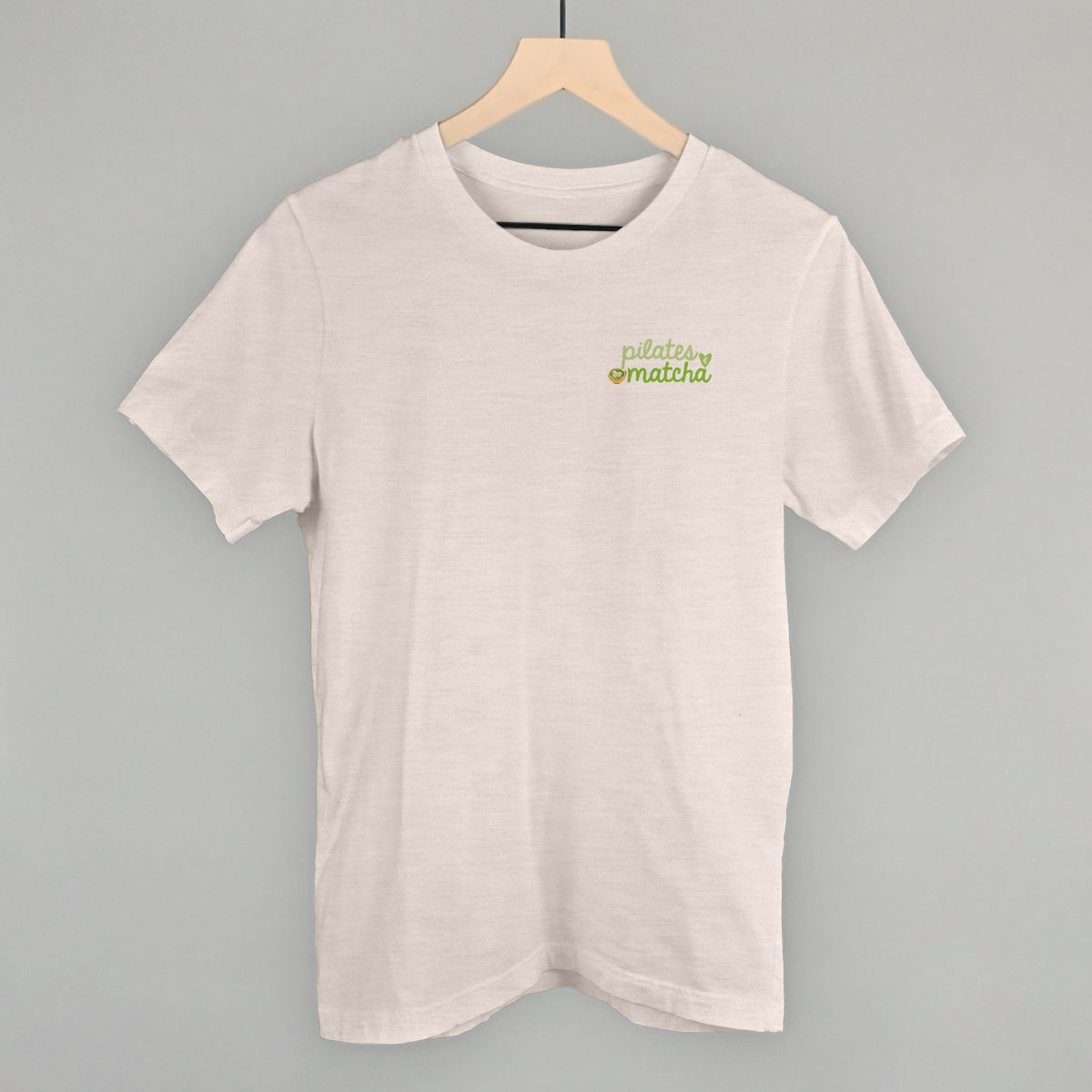 Pilates and Matcha Minimalist graphic tee in Heather Cement