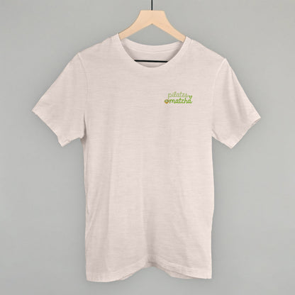 Pilates and Matcha Minimalist graphic tee in Heather Cement
