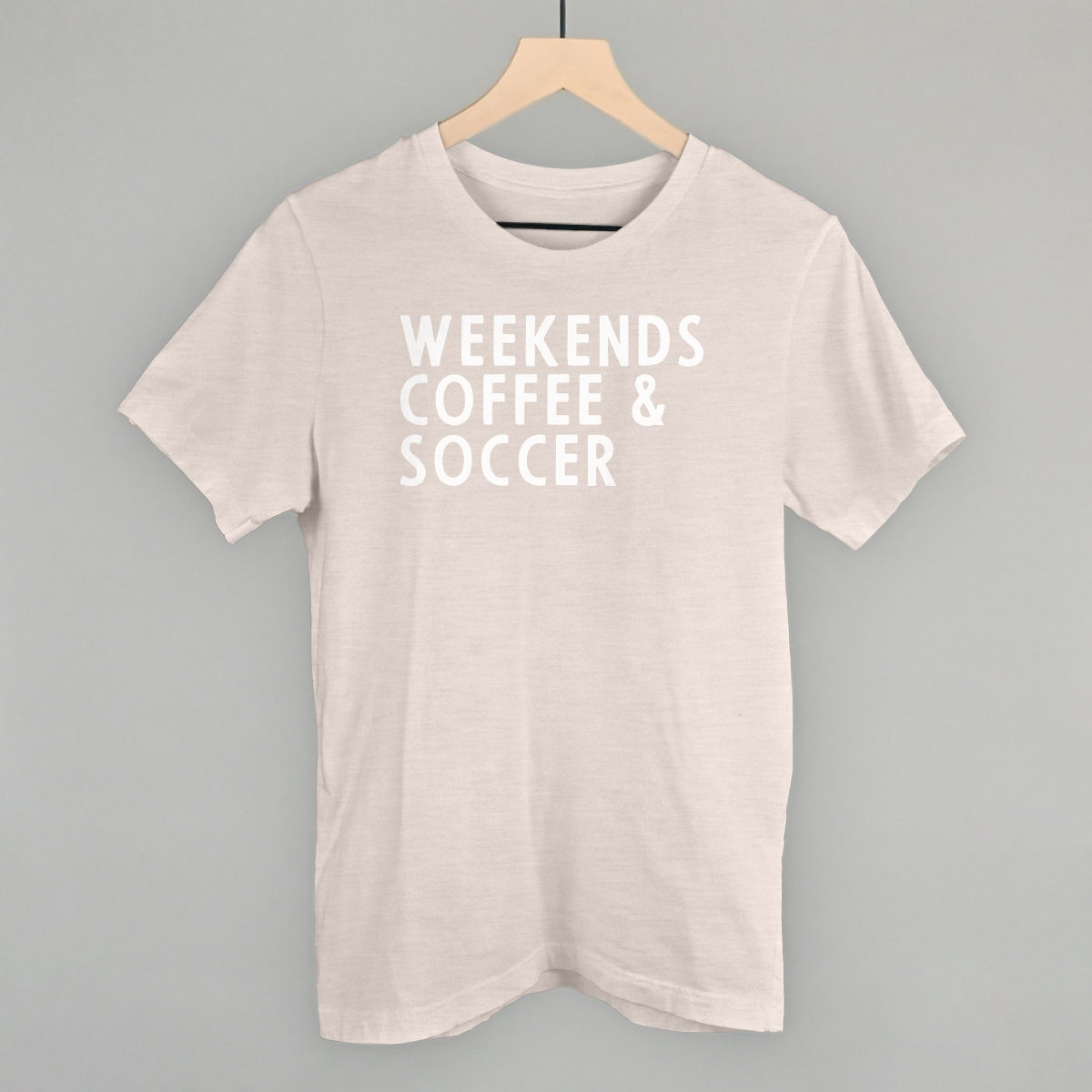 Weekends Coffee & Soccer Funny T-Shirt in Heather Cement – Ivy + Cloth
