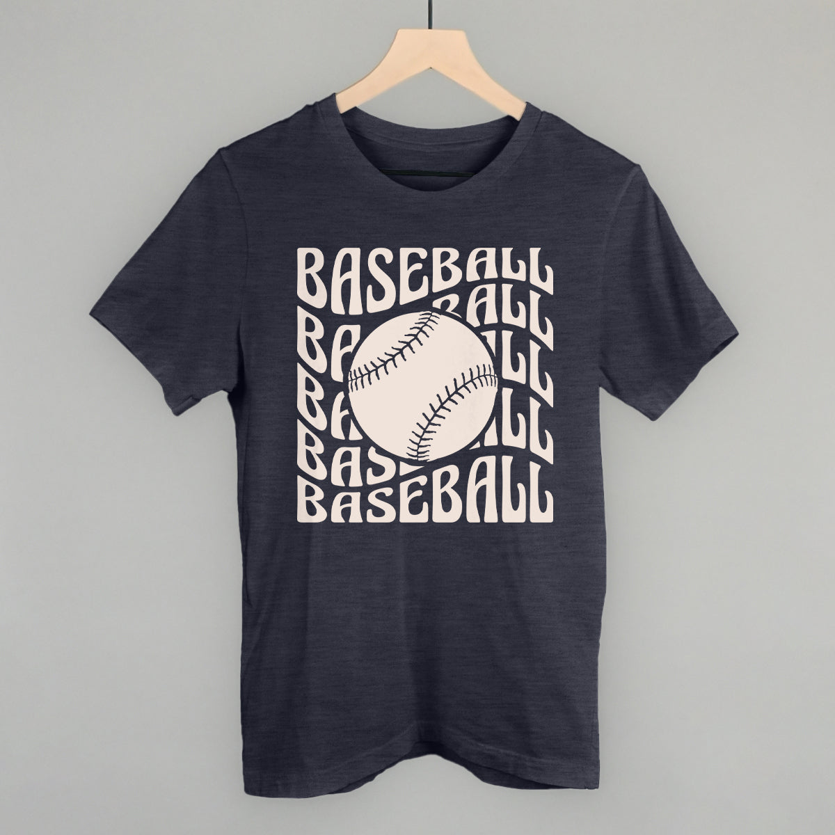 Baseball (Groovy Wave) Funny T-Shirt in Heather Navy – Ivy + Cloth