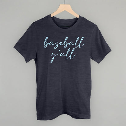 Baseball Y'all (Script) Funny T-Shirt in Heather Navy – Ivy + Cloth