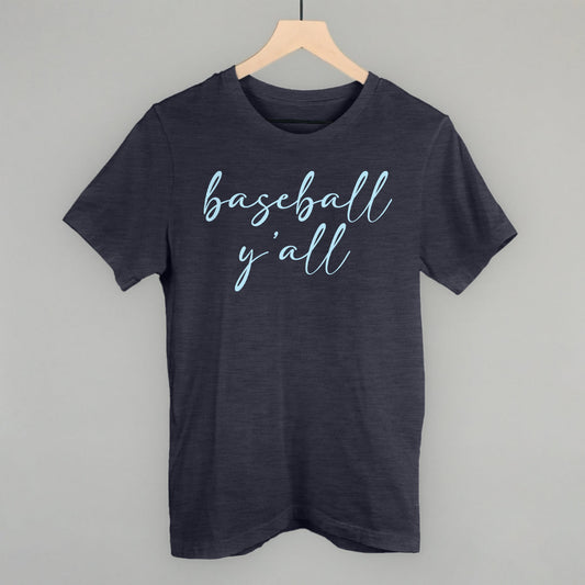 Baseball Y'all (Script) Funny T-Shirt in Heather Navy – Ivy + Cloth