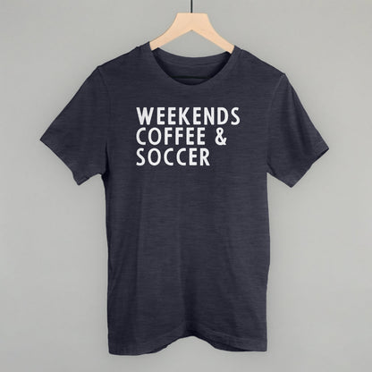 Weekends Coffee & Soccer Funny T-Shirt in Heather Navy – Ivy + Cloth