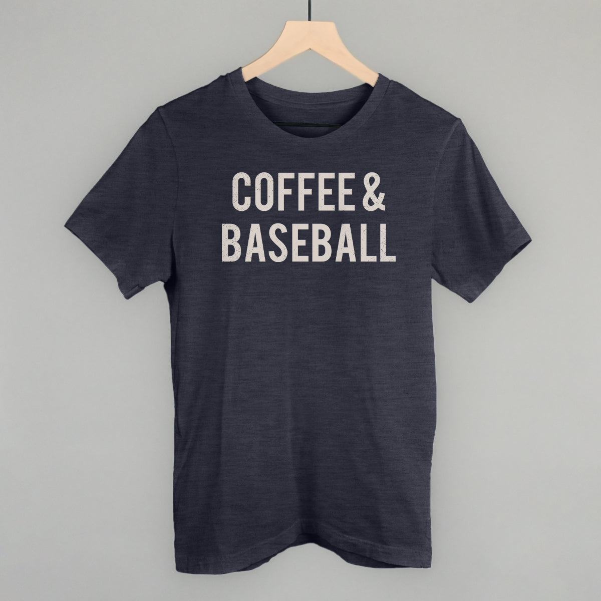 Coffee & Baseball Funny T-Shirt in Heather Navy – Ivy + Cloth