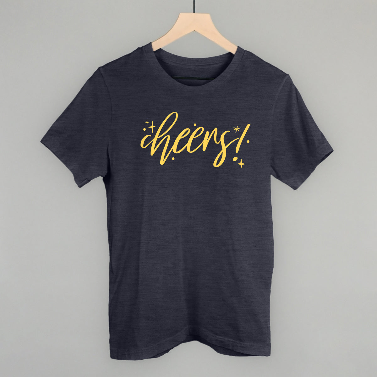 Cheers Gold Script + Sparkles Funny T-Shirt in Heather Navy – Ivy + Cloth