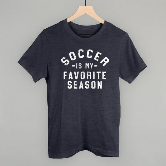 Soccer Is My Favorite Season graphic tee in Heather Navy