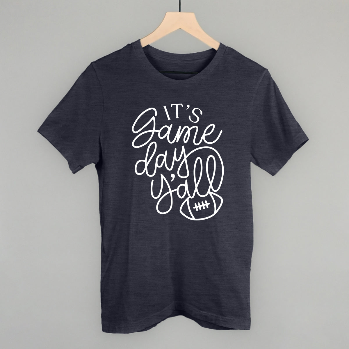 It's Game Day Y'all Football graphic tee in Heather Navy