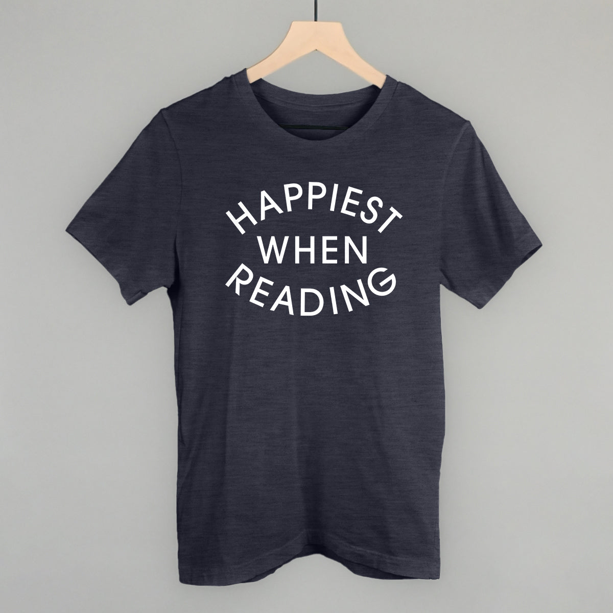 Happiest When Reading (White) Funny T-Shirt in Heather Navy – Ivy + Cloth