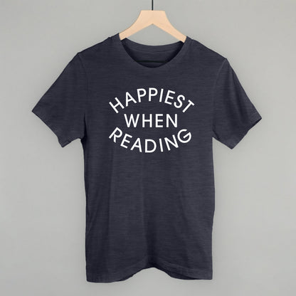 Happiest When Reading (White) Funny T-Shirt in Heather Navy – Ivy + Cloth