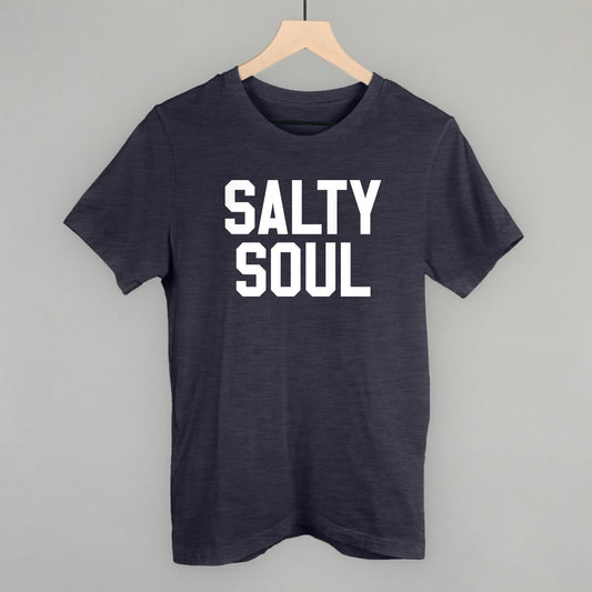 Salty Soul Beach graphic tee in Heather Navy