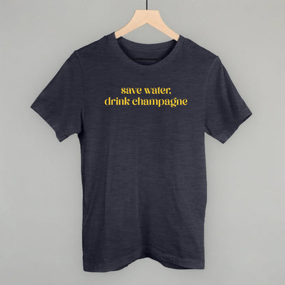 Save Water Drink Champagne Funny T-Shirt in Heather Navy – Ivy + Cloth