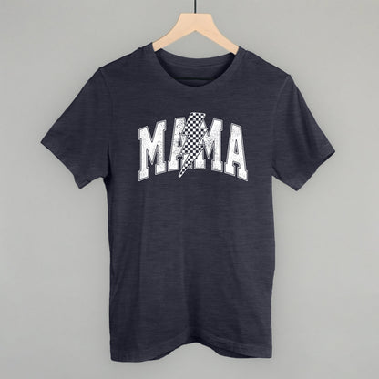 Mama Lightning Bolt Checkered graphic tee in Heather Navy