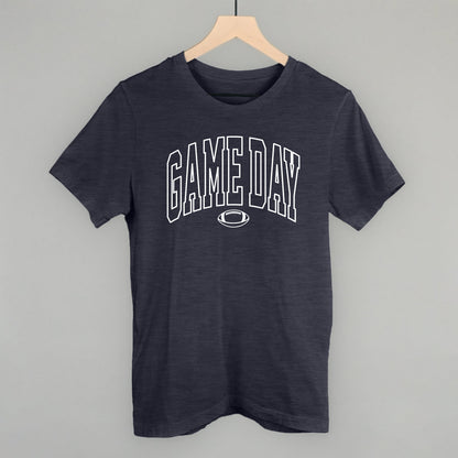Game Day Outlined Arch Funny T-Shirt in Heather Navy – Ivy + Cloth