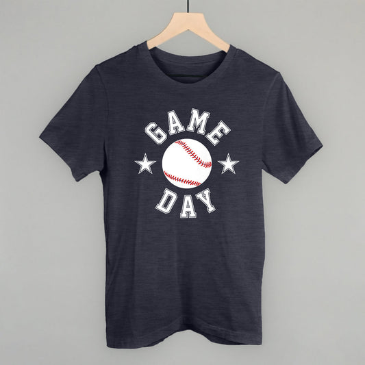 Game Day Baseball + Stars Funny T-Shirt in Heather Navy – Ivy + Cloth
