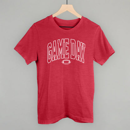 Game Day Outlined Arch Funny T-Shirt in Heather Red – Ivy + Cloth