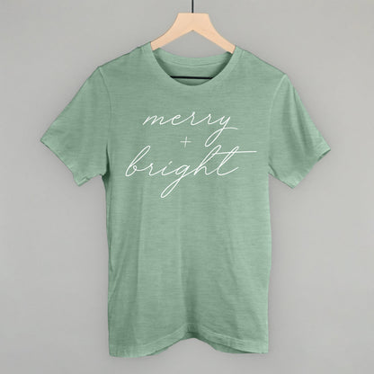 Merry And Bright White Script Funny T-Shirt – Ivy + Cloth