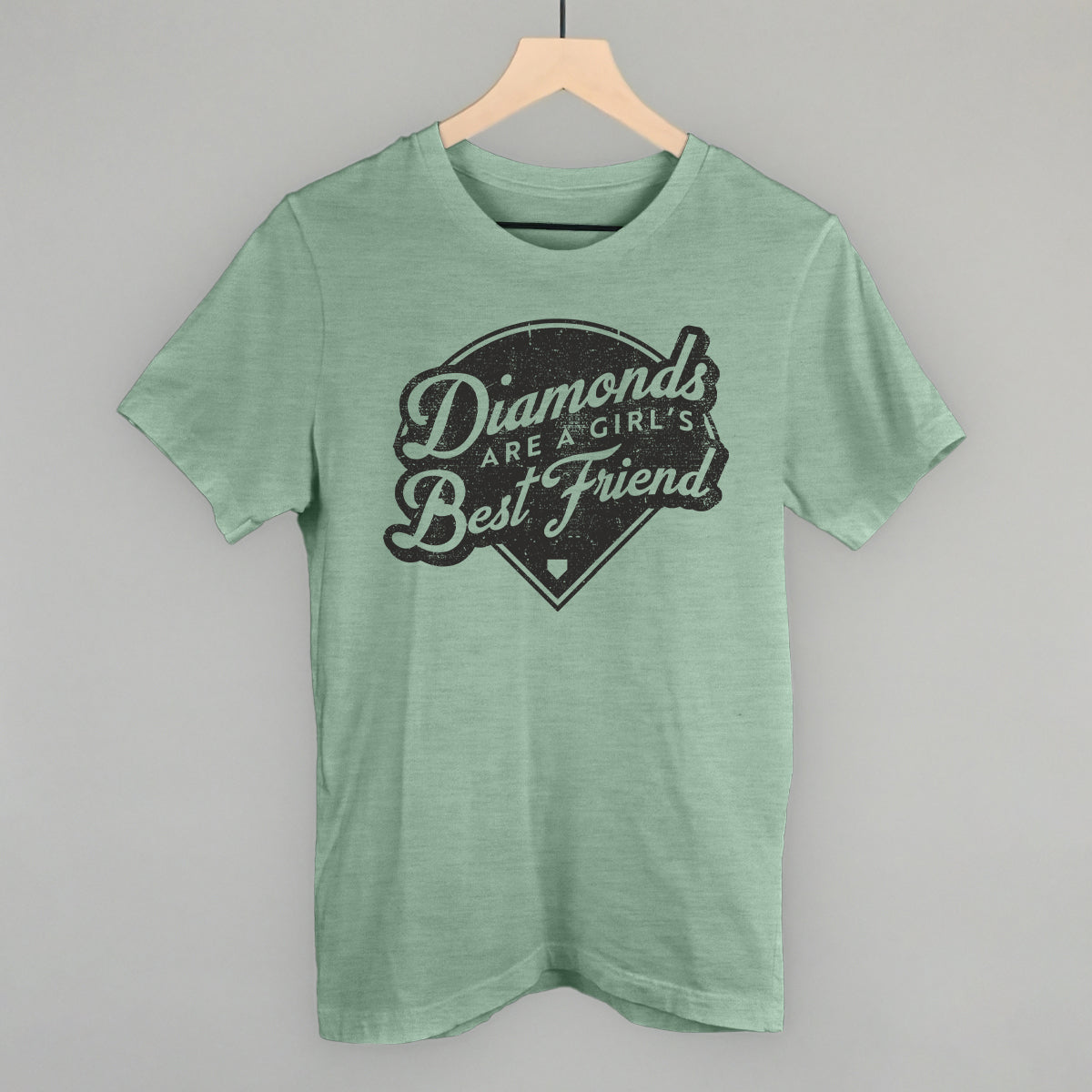 Diamonds Are A Girl's Best Friend (Vintage Script) Funny T-Shirt in Heather Sage – Ivy + Cloth