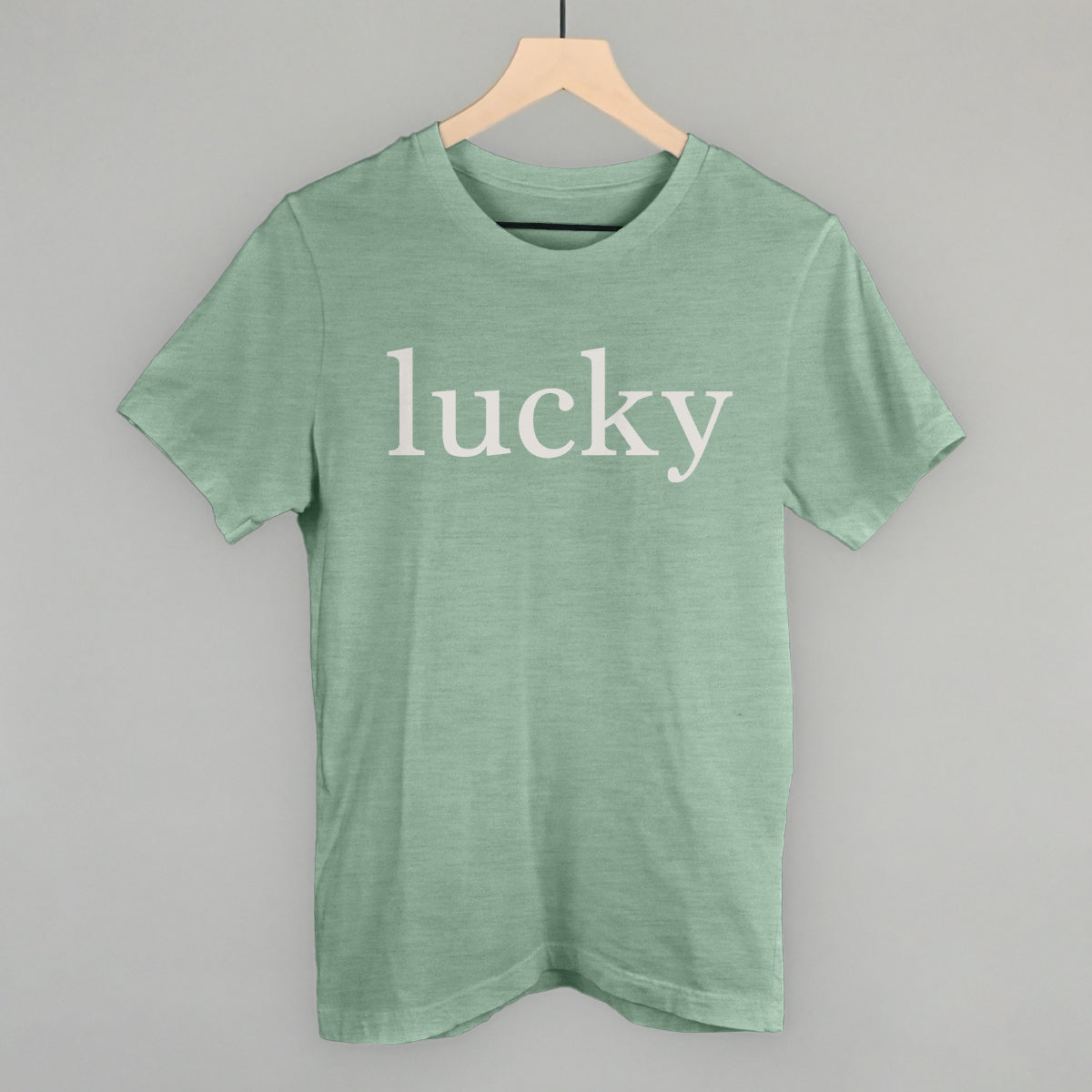 Lucky Funny T-Shirt in Heather Sage – Ivy + Cloth