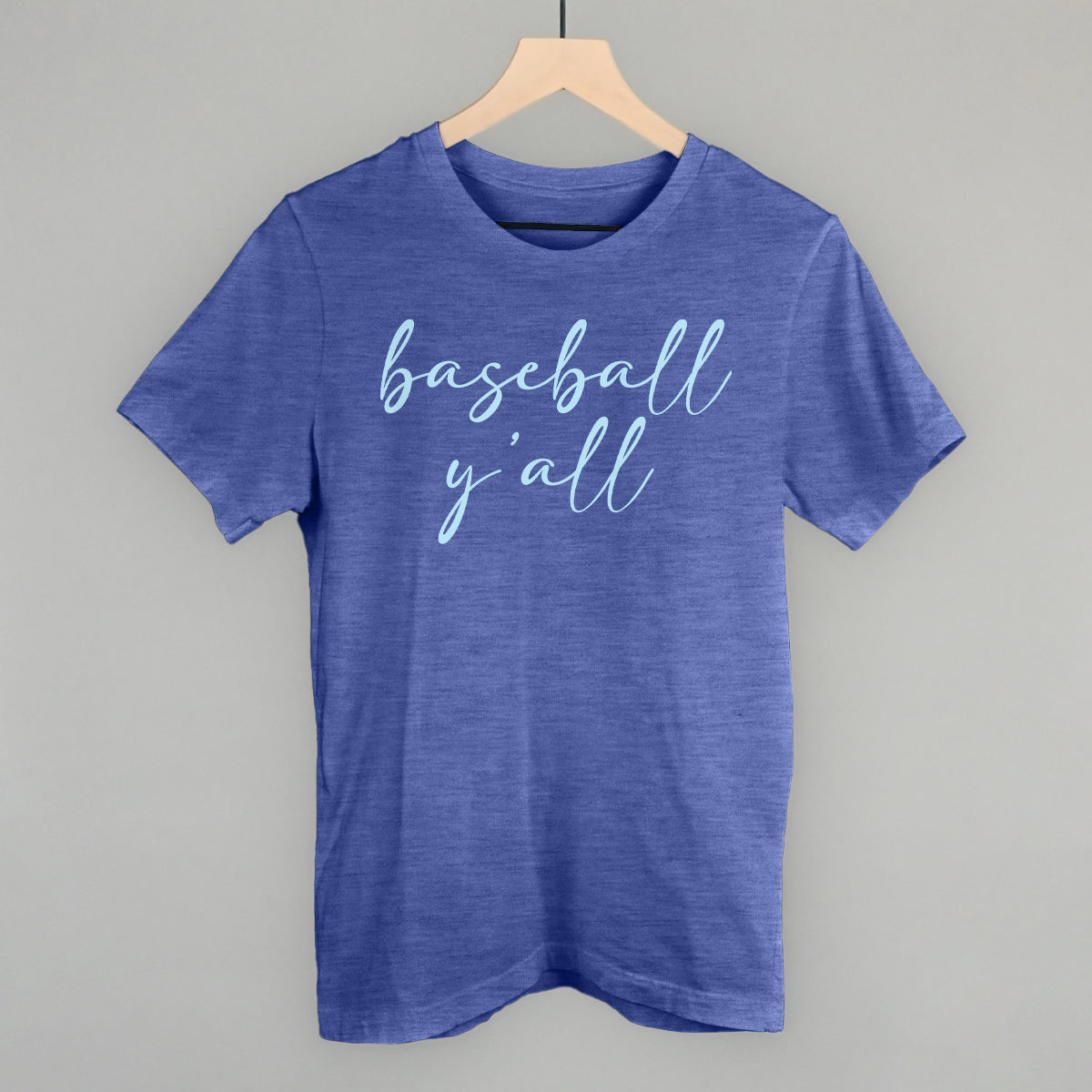Baseball Y'all (Script) Funny T-Shirt in Heather True Royal – Ivy + Cloth