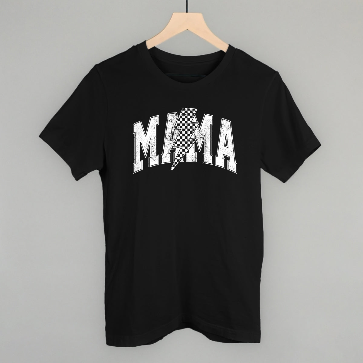 Mama Lightning Bolt Checkered graphic tee in Black
