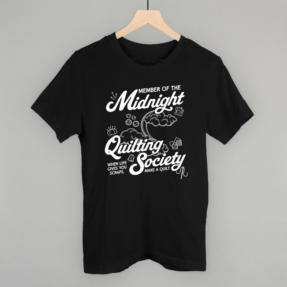 Midnight Quilting Society graphic tee in Black