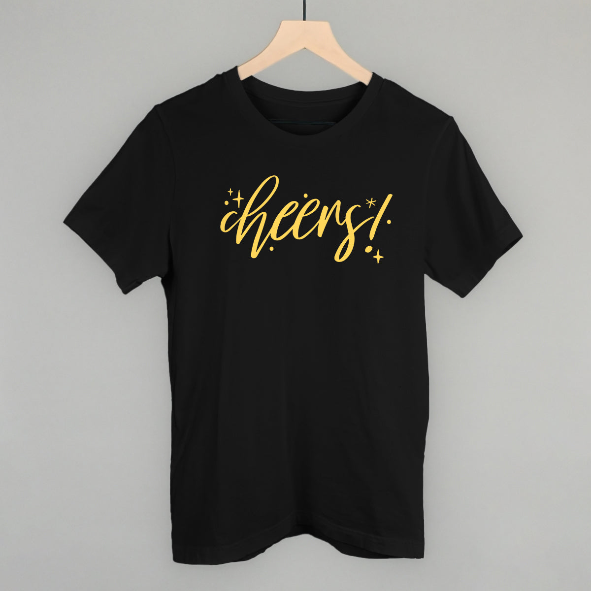 Cheers Gold Script + Sparkles Funny T-Shirt in Black – Ivy + Cloth