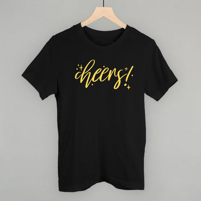 Cheers Gold Script + Sparkles Funny T-Shirt in Black – Ivy + Cloth